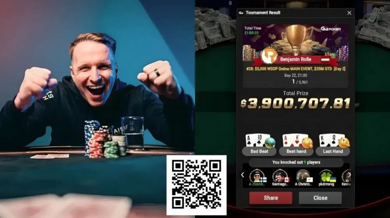 【APT扑克】WSOP线上主赛冠军复盘，解析FT前的口袋4关键手牌！