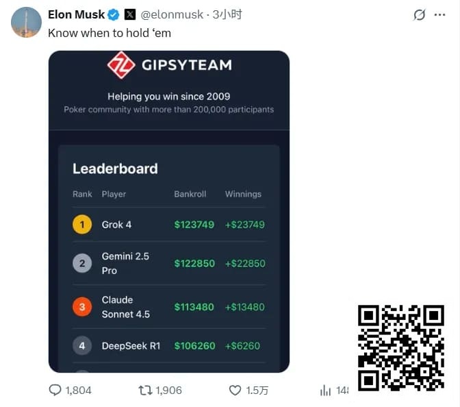 【APT扑克】全球最有名AI一起打德扑,谁能赢?马斯克都在围观转发