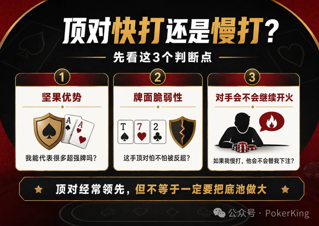 【APT扑克】别一拿顶对就加注:这5种情况,慢打反而赢得更多