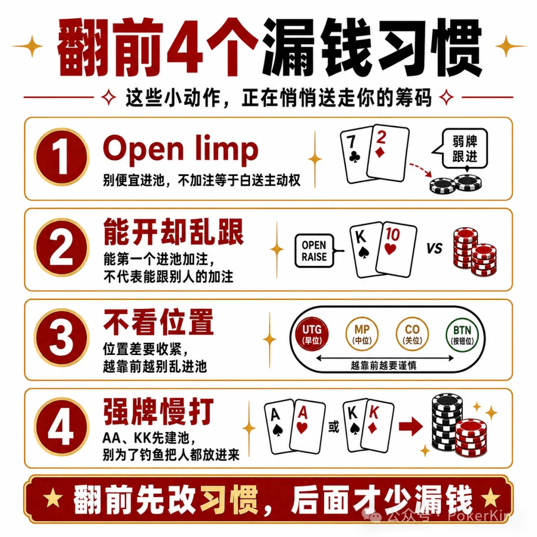 【APT扑克】翻前四个坏习惯:别再让筹码从“随手一下”里漏走