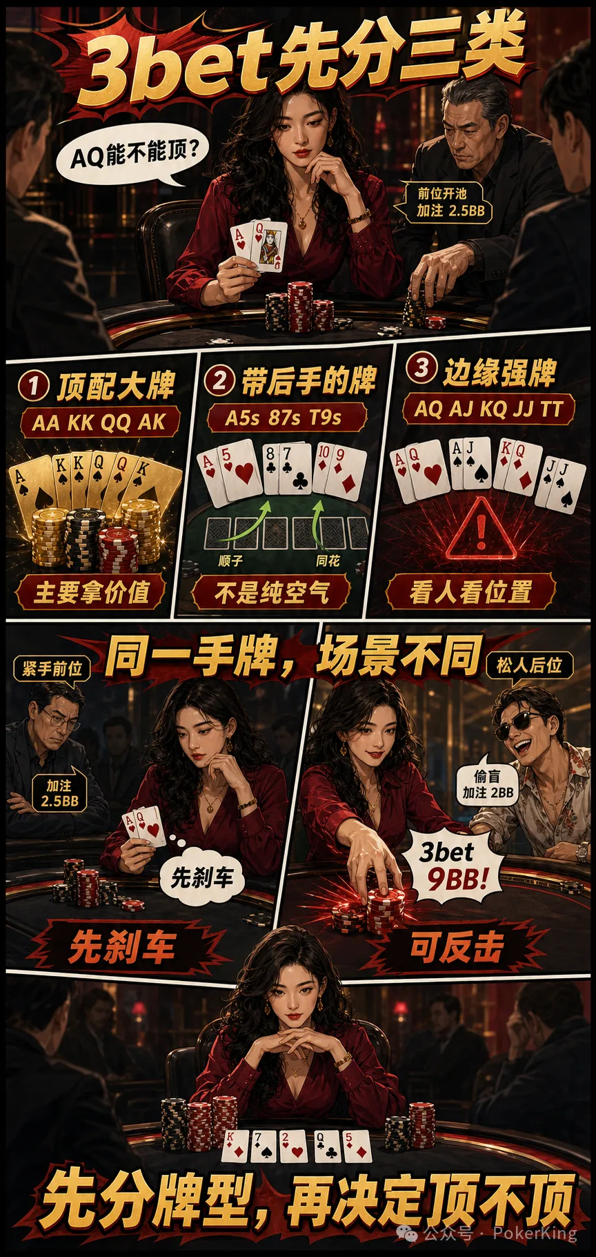 【APT扑克】3-bet 不是胆量测试:AQ为什么不能当AK打?