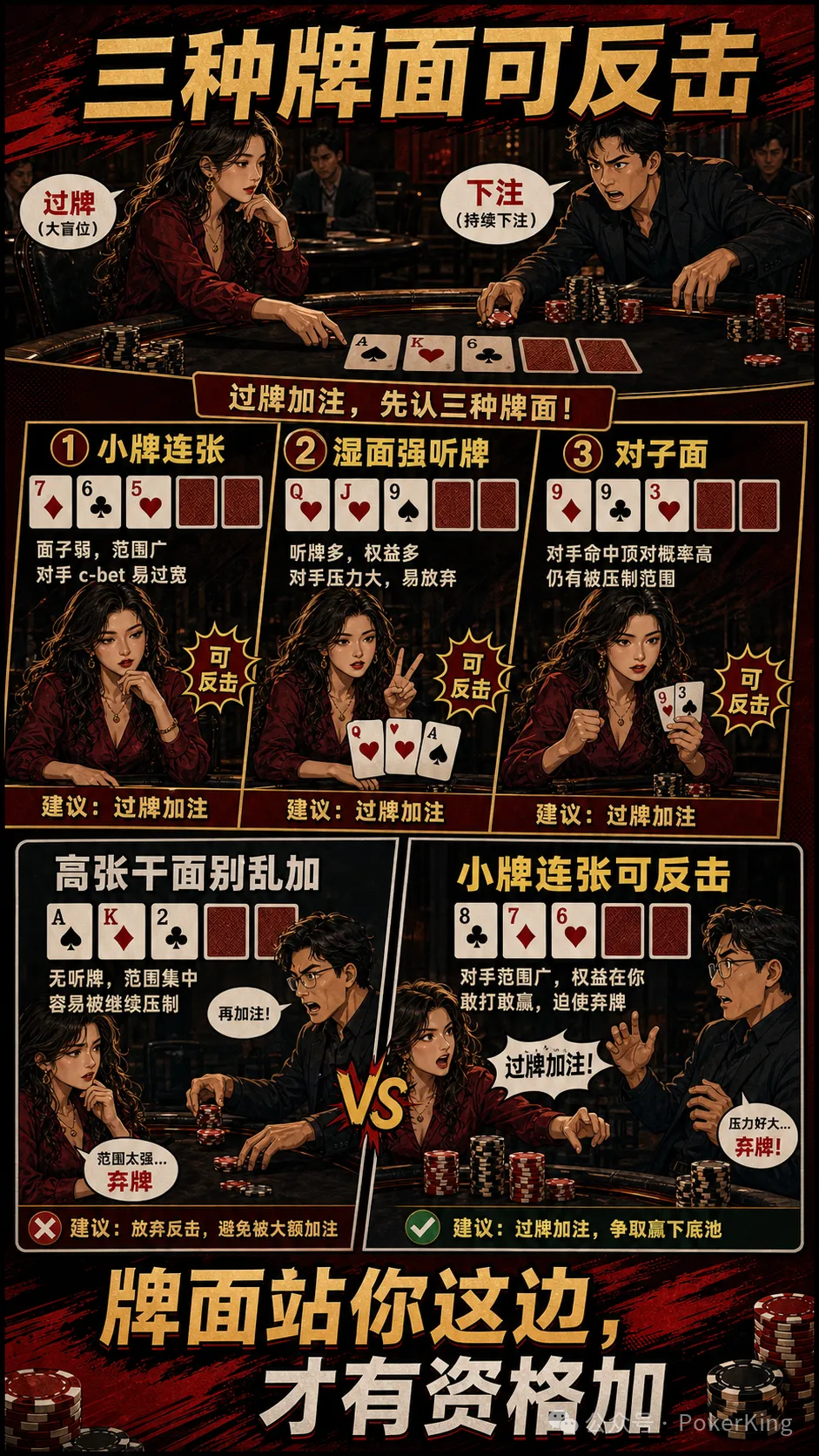 【APT扑克】过牌加注不是发脾气:三种适合大盲位反击的翻牌面,让对手不敢随意下注