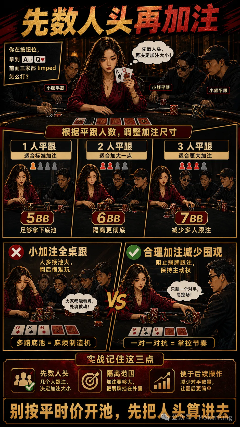 【APT扑克】多人平跟后怎么加注?先数人头,再看牌和位置